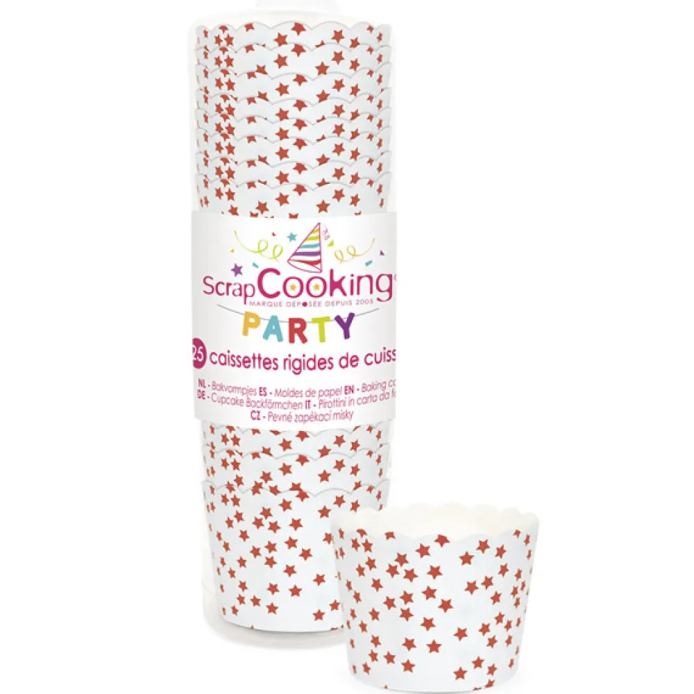 SCRAP COOKING 25 cápsulas de papel para cupcakes estrellas