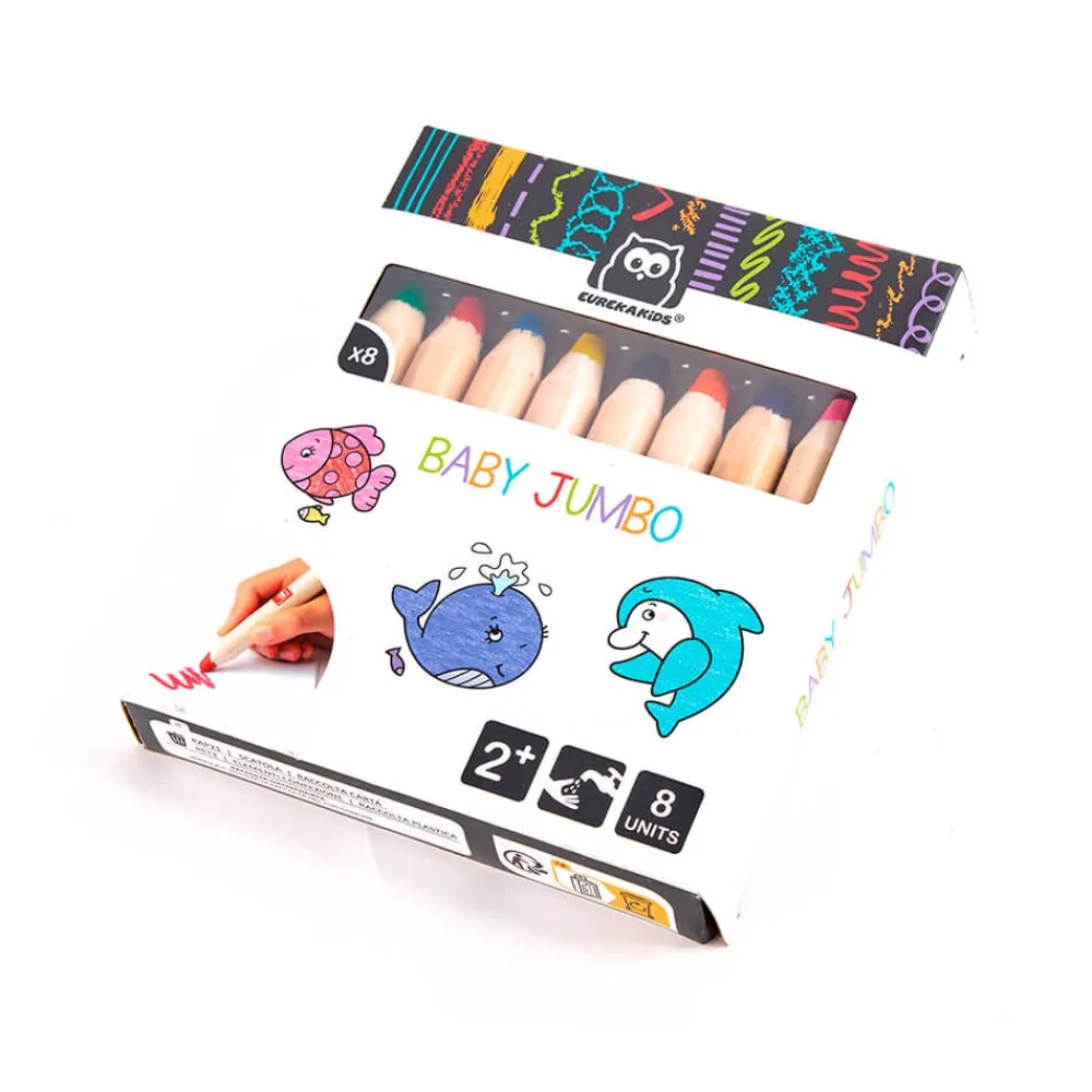 EUREKAKIDS 8 lápices gruesos de colores - Baby Jumbo