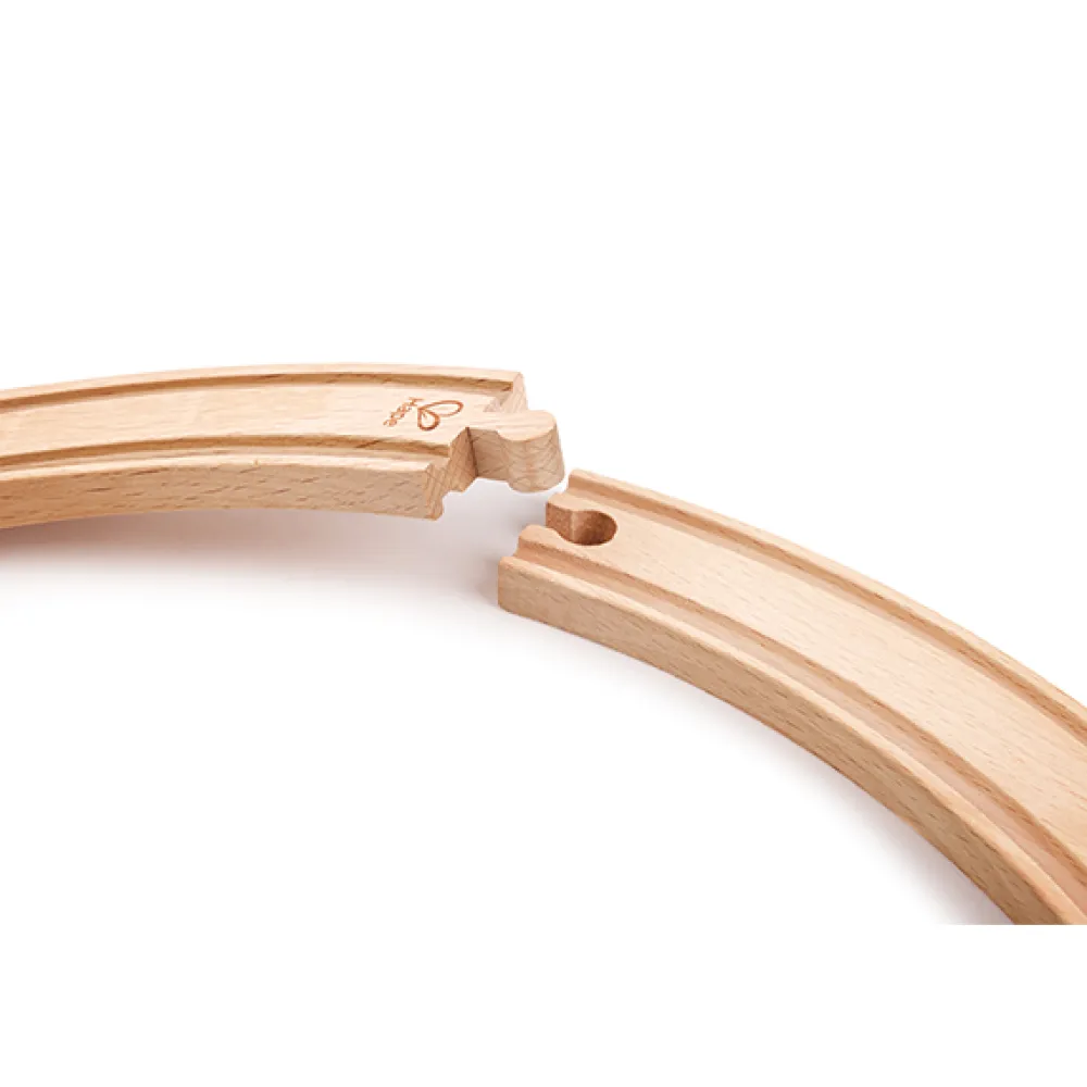 HAPE 4 vías de tren de madera curva larga