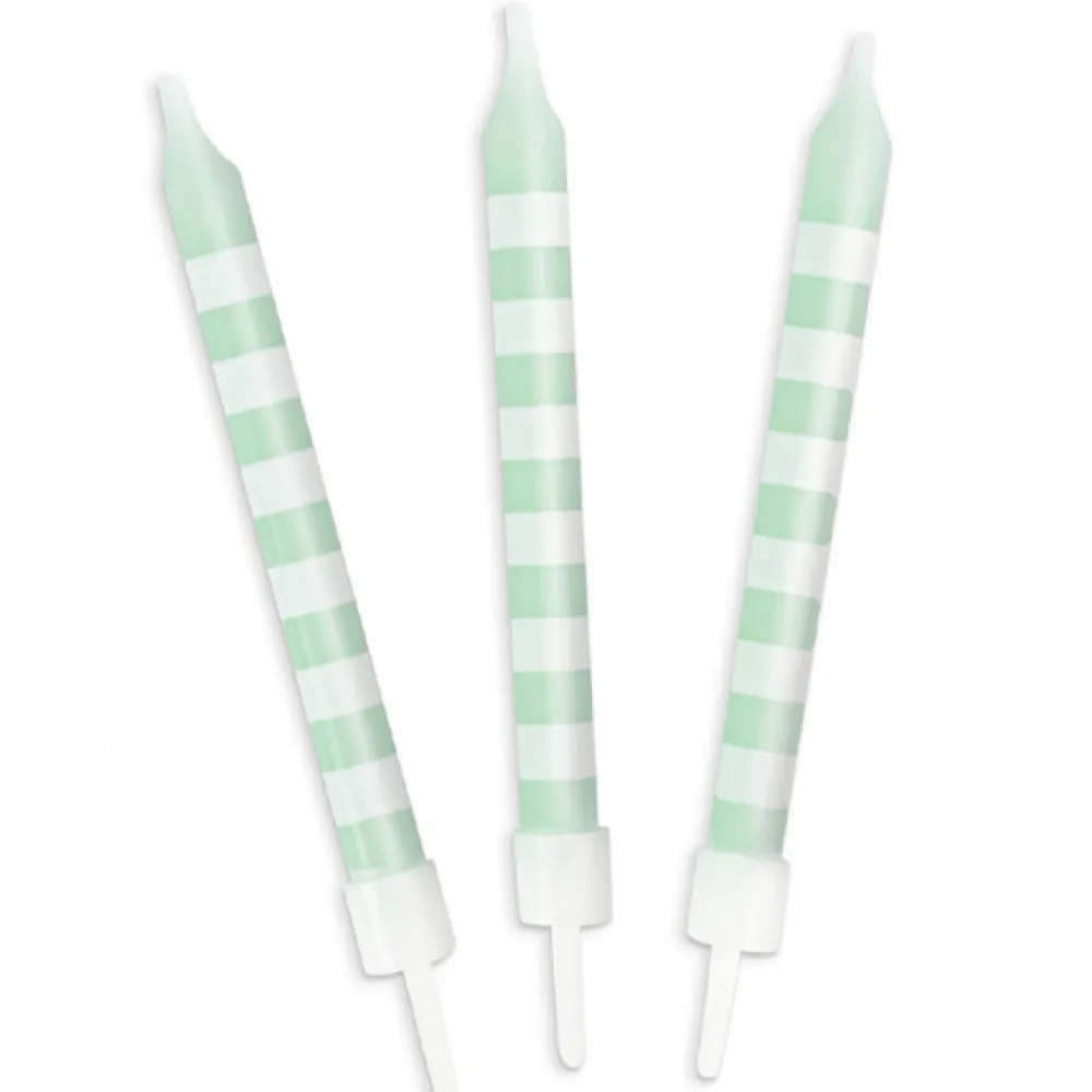EUREKAKIDS 12 velas a rayas verdes y blancas