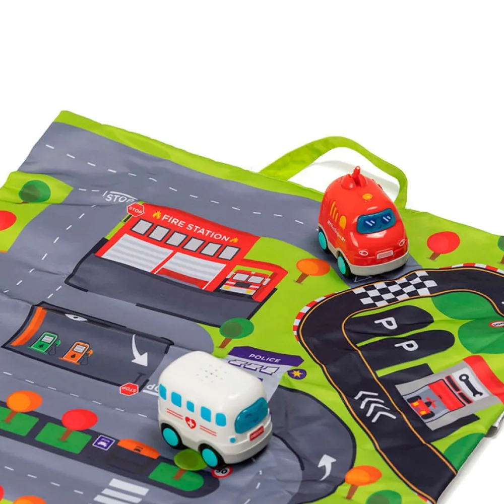 EUREKAKIDS Alfombra de juegos con 3 coches