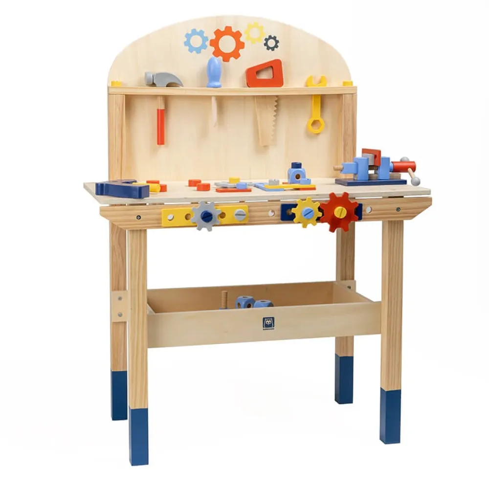 EUREKAKIDS Banco de trabajo de madera con 45 accesorios