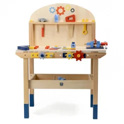EUREKAKIDS Banco de trabajo de madera con 45 accesorios