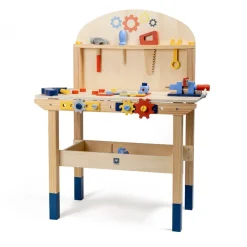 EUREKAKIDS Banco de trabajo de madera con 45 accesorios