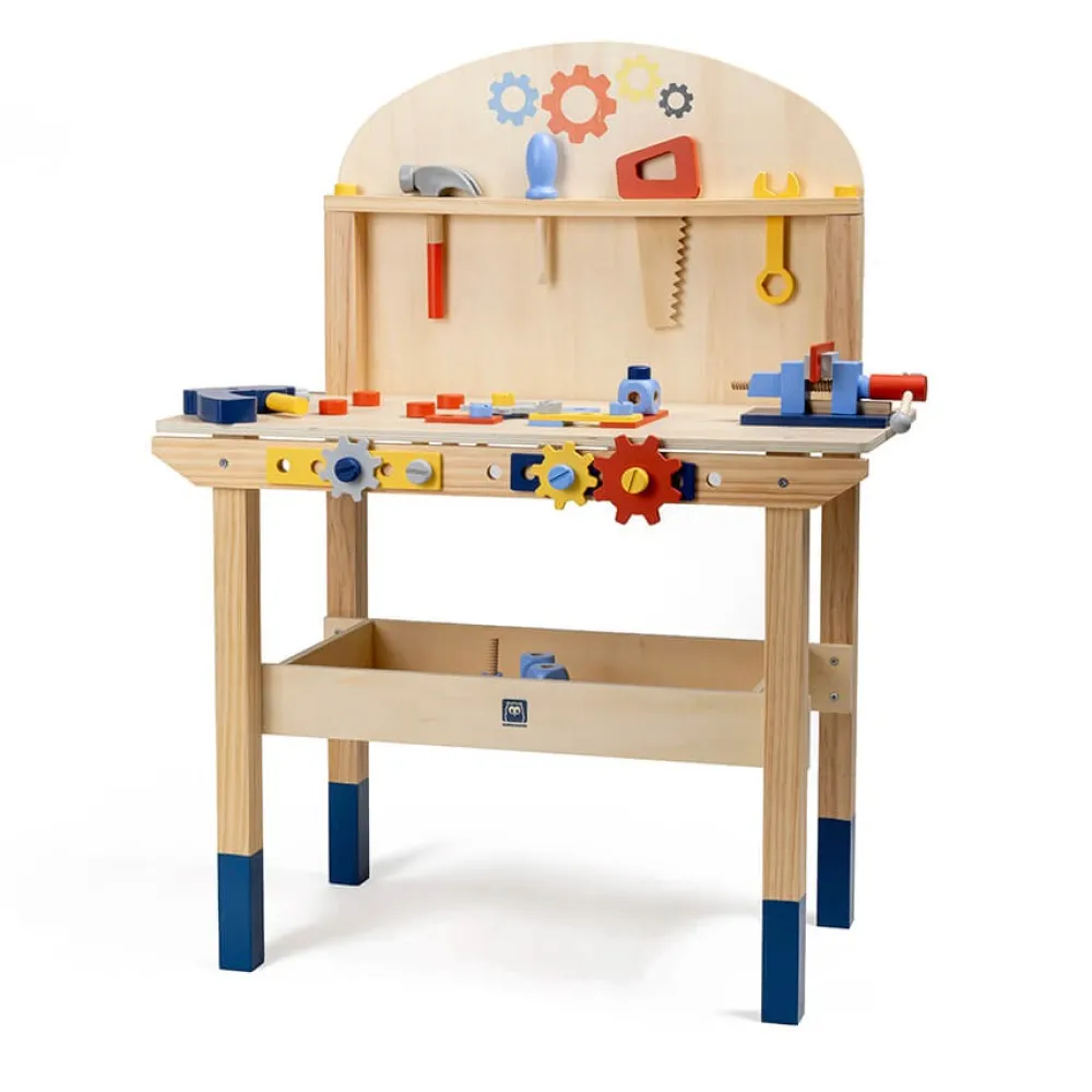 EUREKAKIDS Banco de trabajo de madera con 45 accesorios