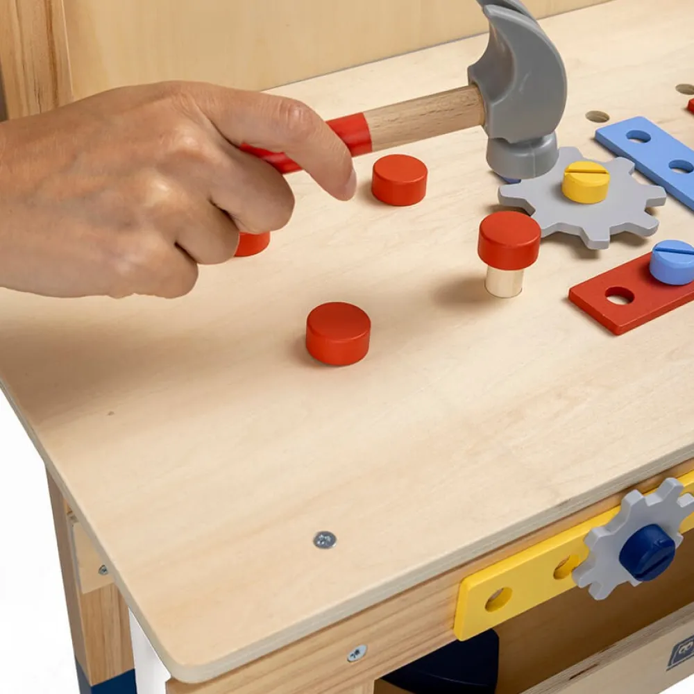 EUREKAKIDS Banco de trabajo de madera con 45 accesorios