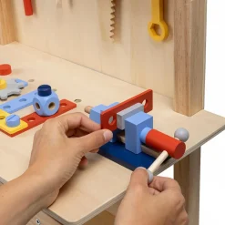 EUREKAKIDS Banco de trabajo de madera con 45 accesorios