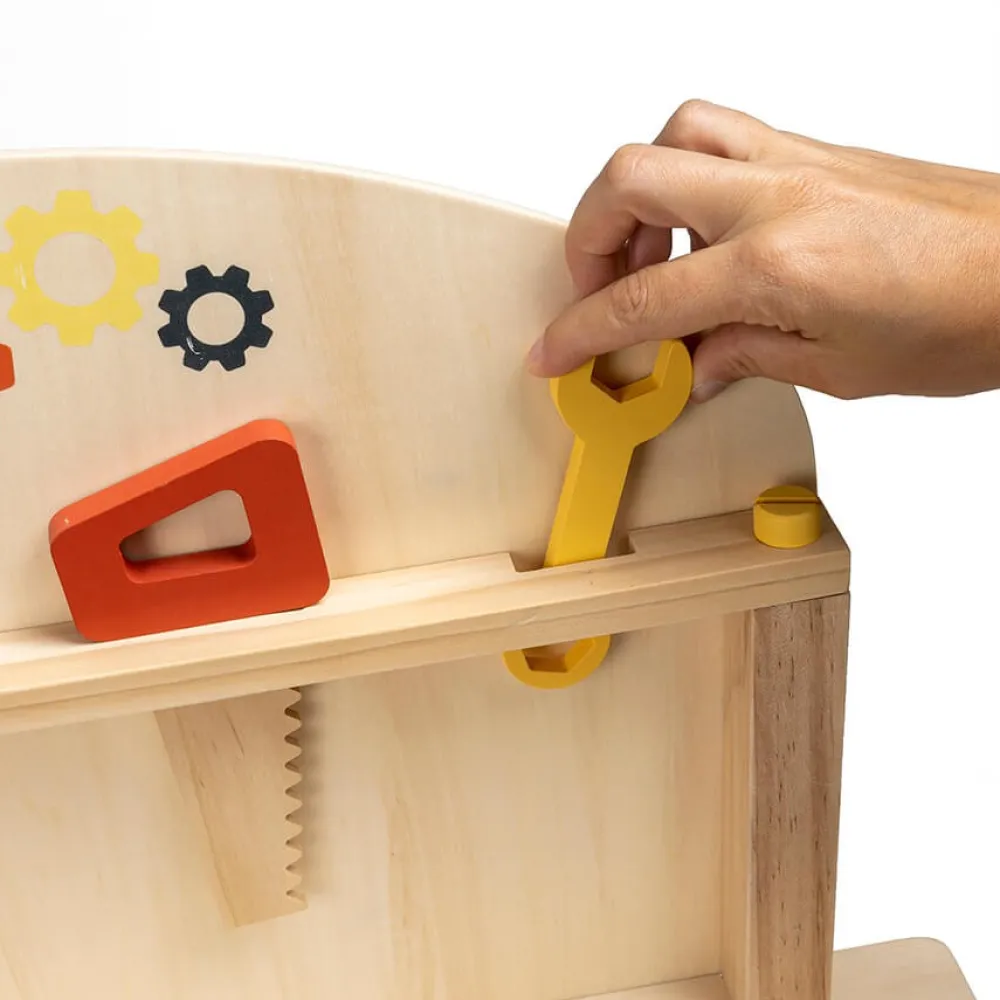 EUREKAKIDS Banco de trabajo de madera con 45 accesorios