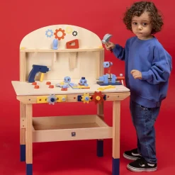 EUREKAKIDS Banco de trabajo de madera con 45 accesorios