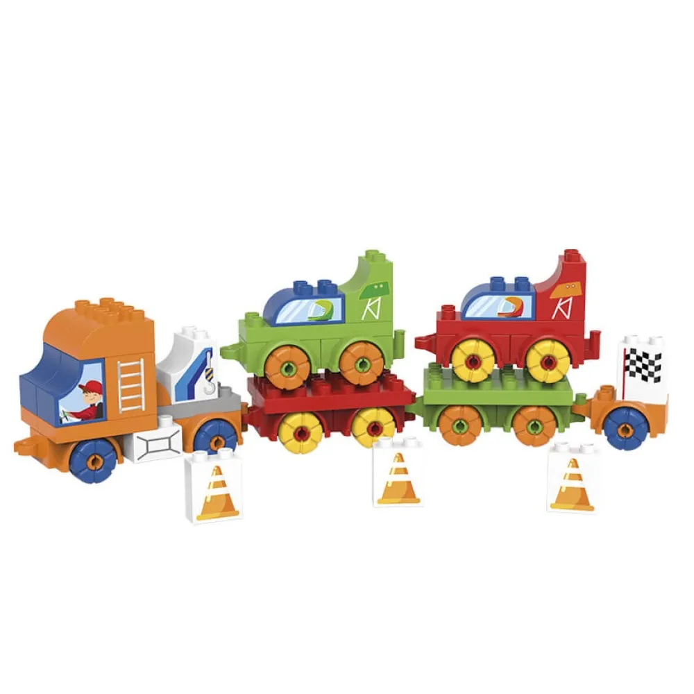 EUREKAKIDS Bloques de construcción BIO – Camión transportador de vehículos