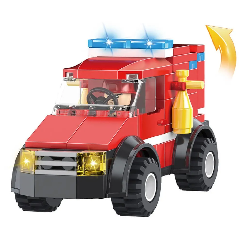 EUREKAKIDS Bloques de construcción estación de bomberos con vehículos de rescate - 827 piezas