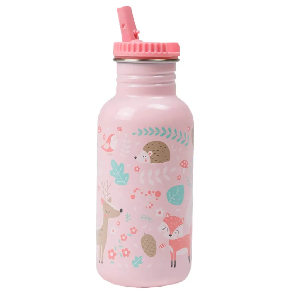 EUREKAKIDS Botella de agua personalizable para niños con diseño de animales del bosque