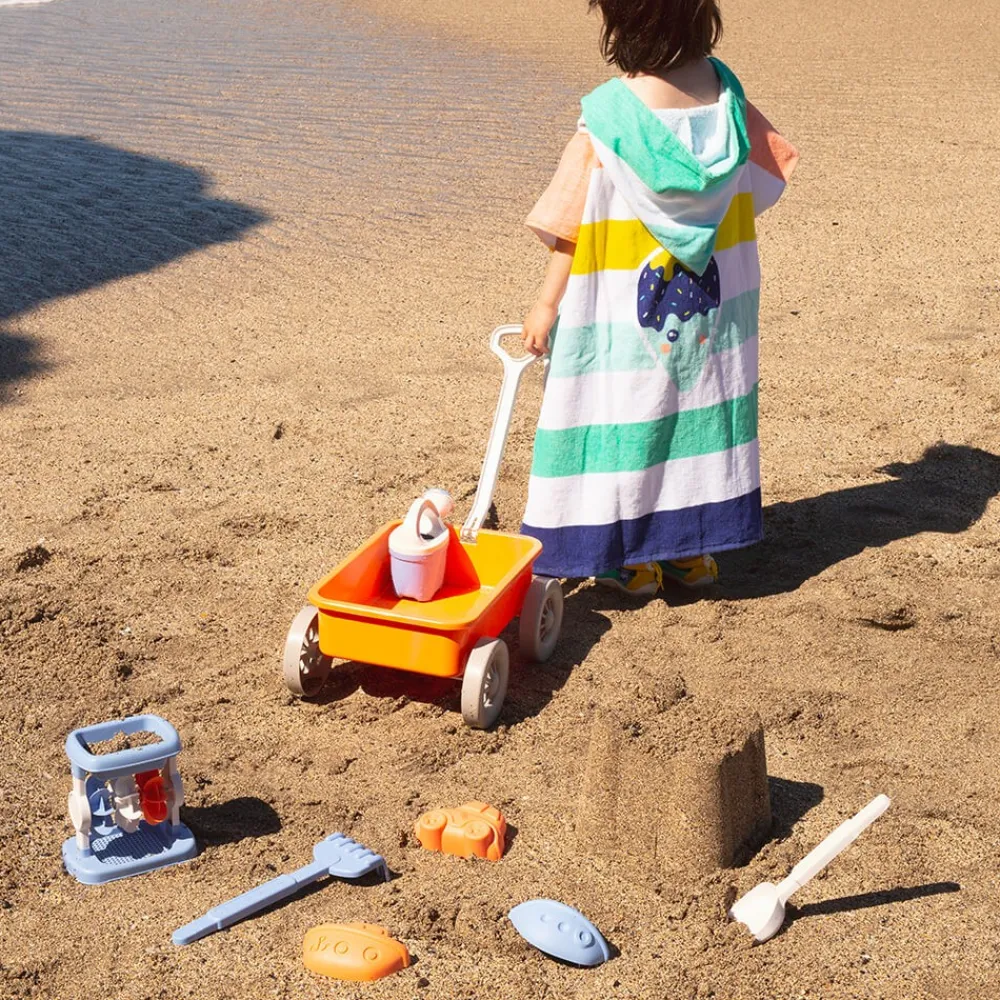 EUREKAKIDS Carretilla de juguete con 7 accesorios para playa, arena y agua