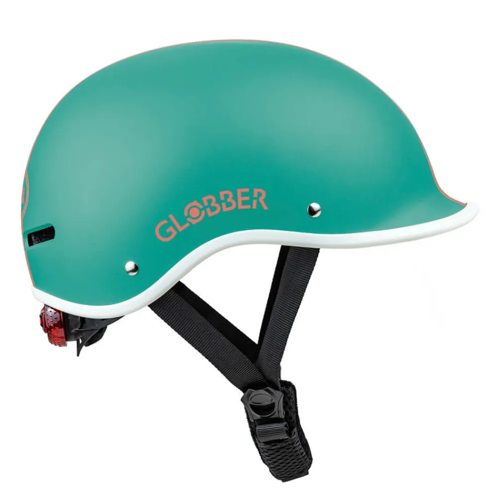 GLOBBER Casco ajustable de policarbonato con luz led Green - Tallla XS/S (47-51cm)
