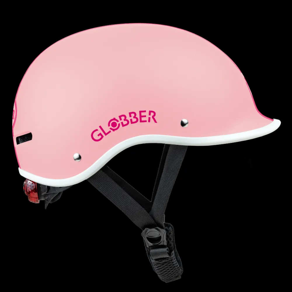 GLOBBER Casco ajustable de policarbonato con luz led Rosa pastel - Tallla XS/S (47-51cm)
