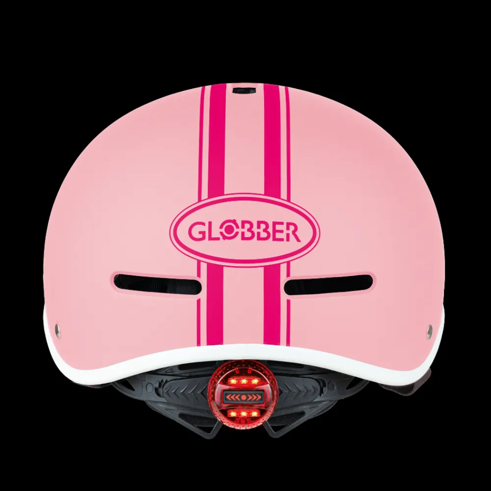 GLOBBER Casco ajustable de policarbonato con luz led Rosa pastel - Tallla XS/S (47-51cm)