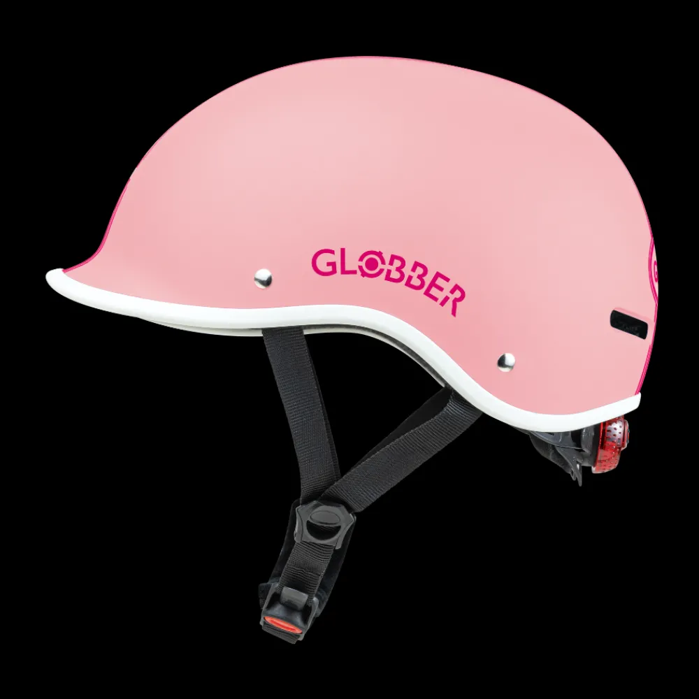 GLOBBER Casco ajustable de policarbonato con luz led Rosa pastel - Tallla XS/S (47-51cm)