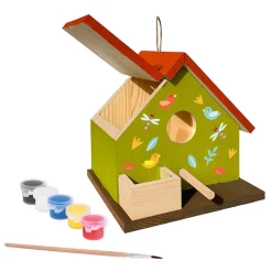 EUREKAKIDS Casita de pájaros de madera para construir y pintar