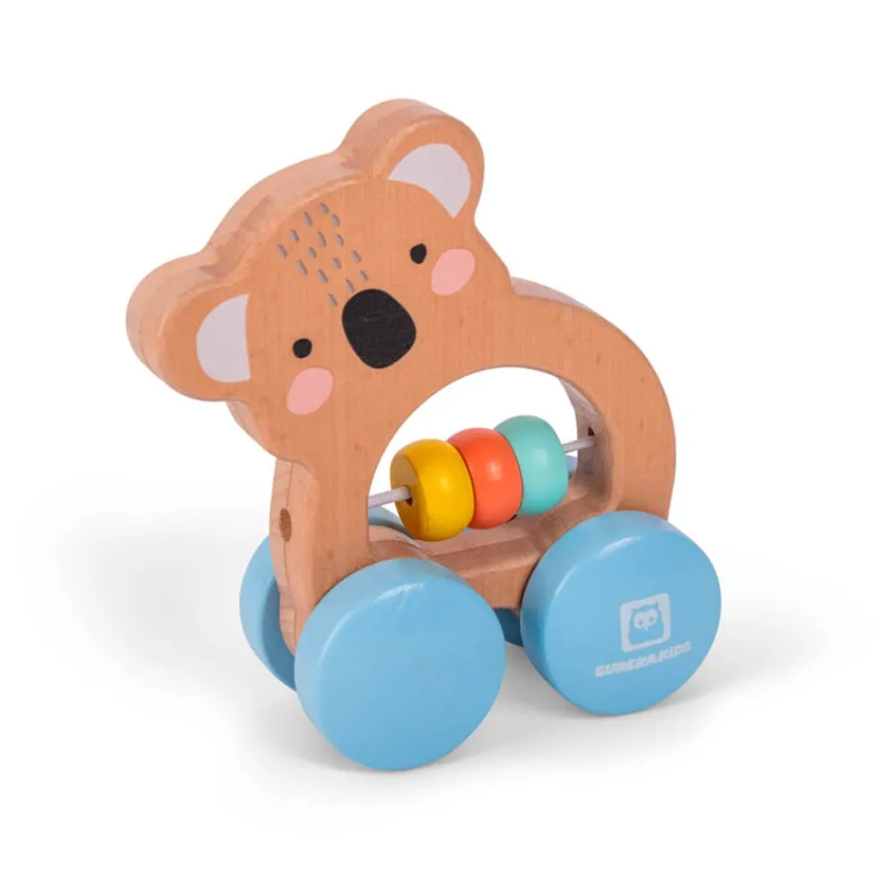 EUREKAKIDS Coche de madera con cuentas - Koala