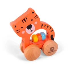 EUREKAKIDS Coche de madera con cuentas - Tigre