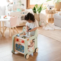 EUREKAKIDS Cocina caminador de madera 2 en 1