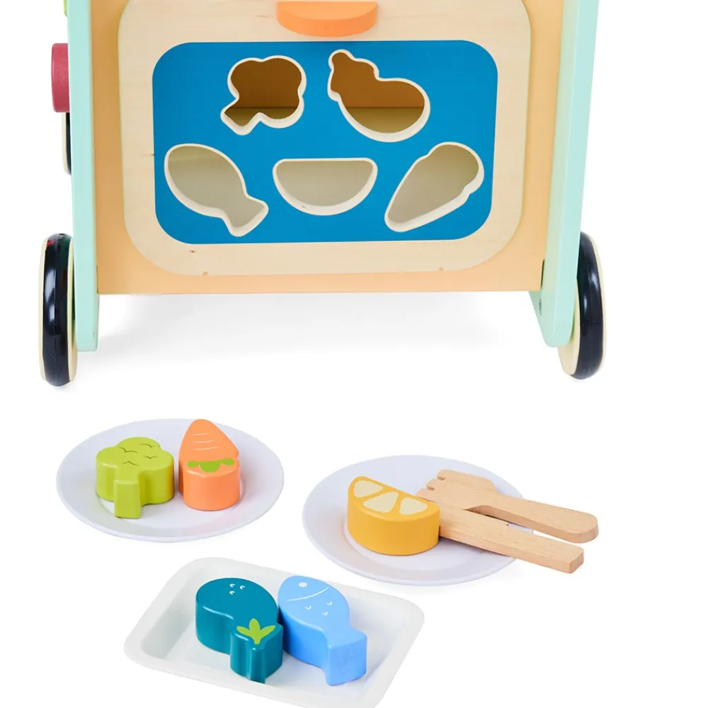 EUREKAKIDS Cocina caminador de madera 2 en 1