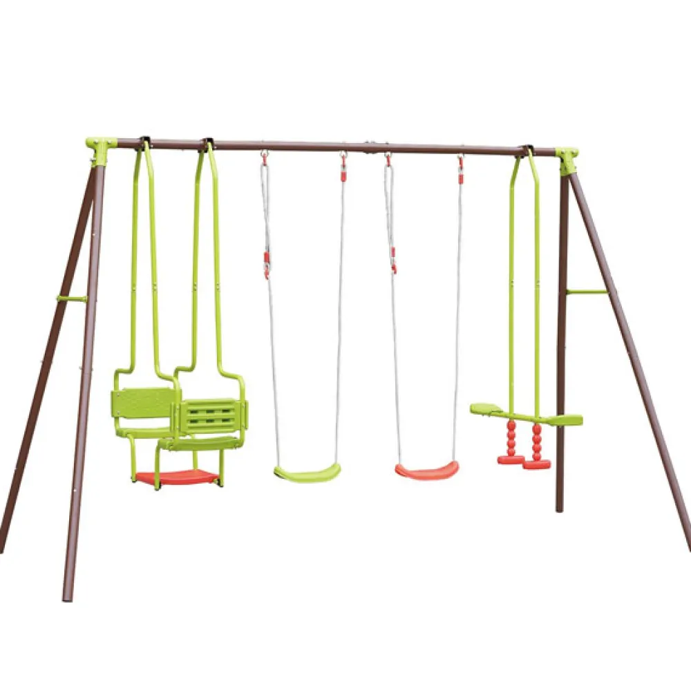 SOULET Columpio cuádruple de acero marrón y verde