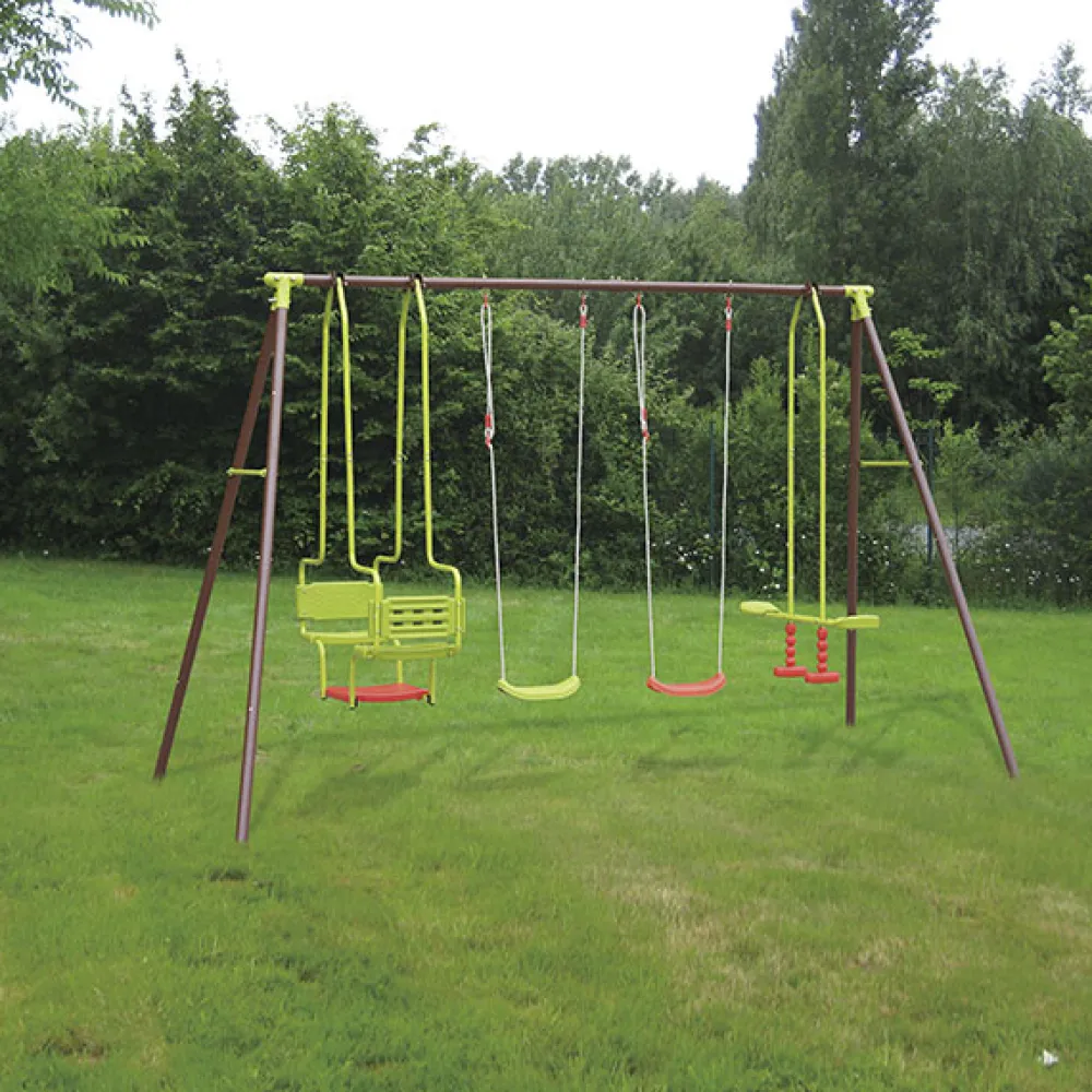 SOULET Columpio cuádruple de acero marrón y verde