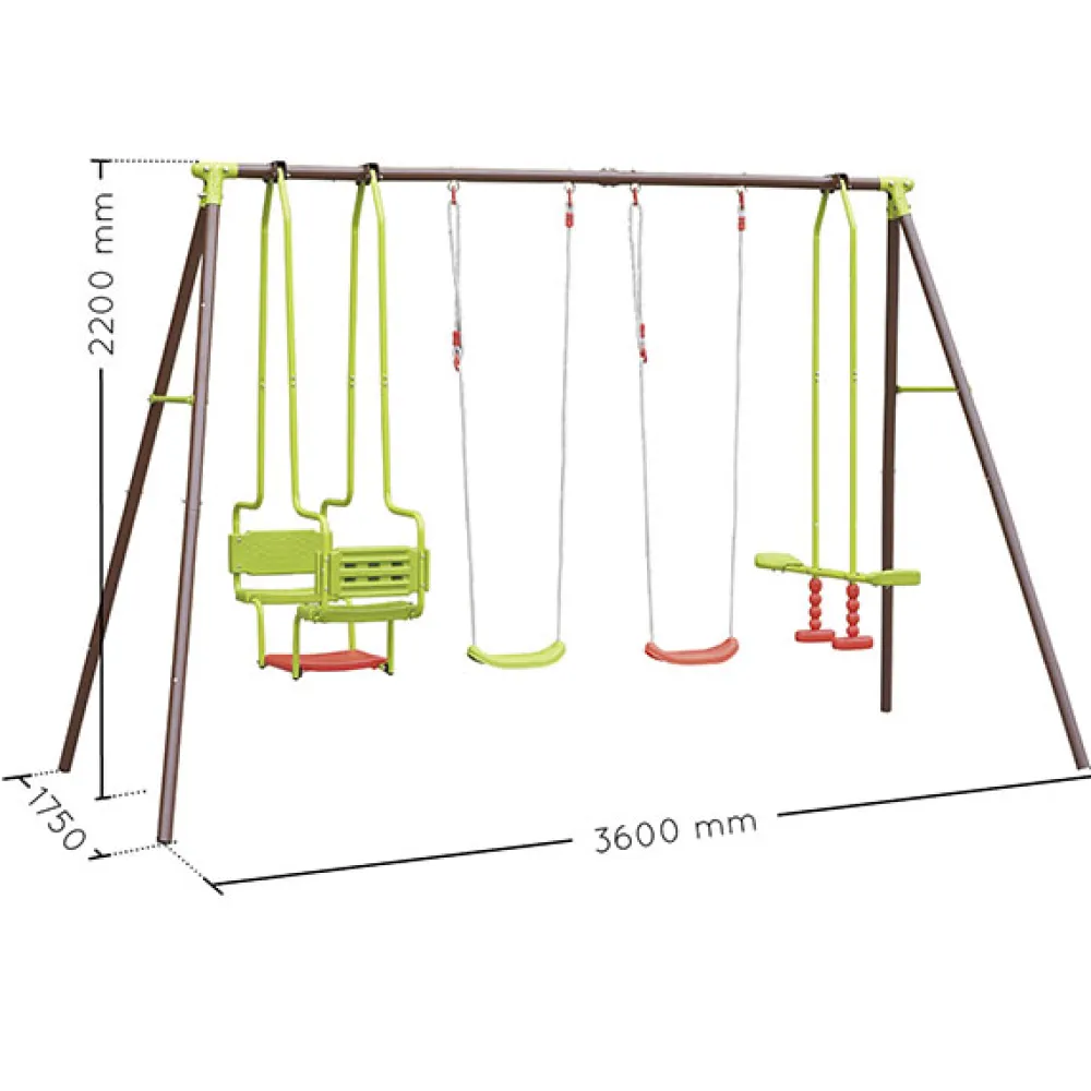 SOULET Columpio cuádruple de acero marrón y verde