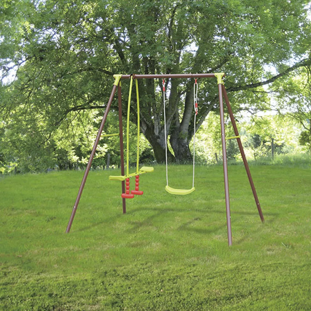SOULET Columpio doble de acero marrón y verde