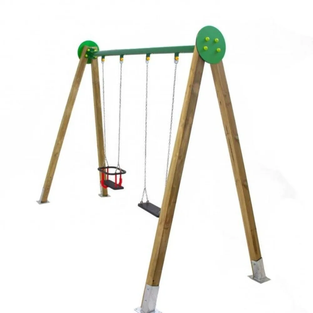 MASGAMES Columpio doble de madera DRACO (asientos mixtos)