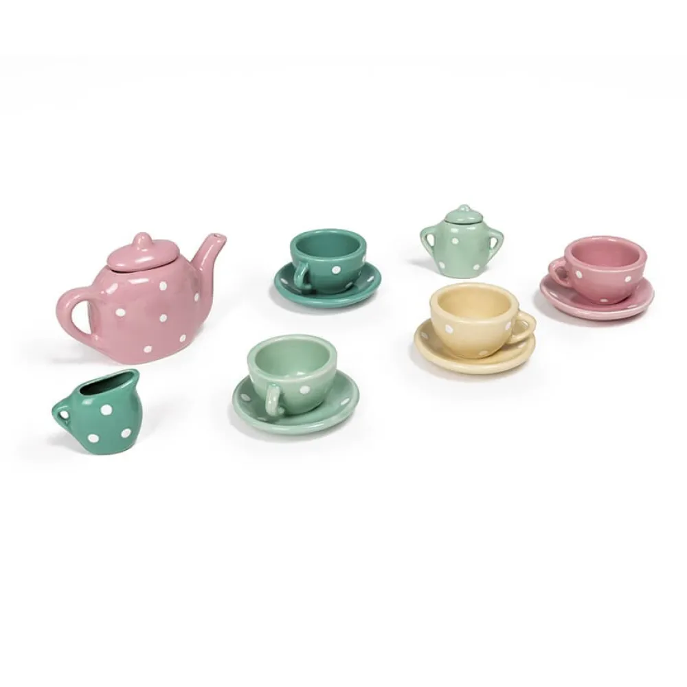 EUREKAKIDS Conjunto 13 piezas de cerámica para jugar a tomar el té
