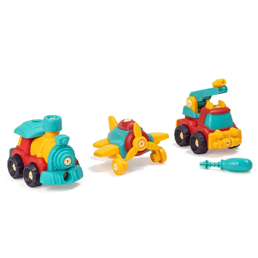 EUREKAKIDS Conjunto para construir 3 vehículos con destornillador manual