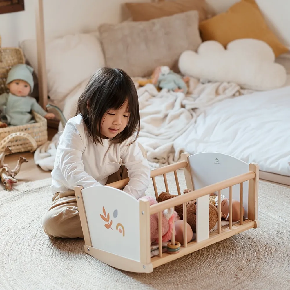 EUREKAKIDS Cuna mecedora de madera