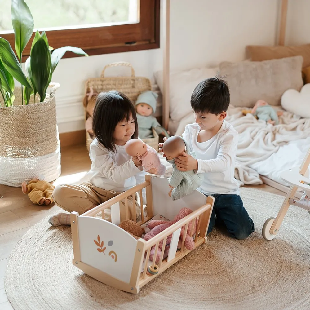 EUREKAKIDS Cuna mecedora de madera