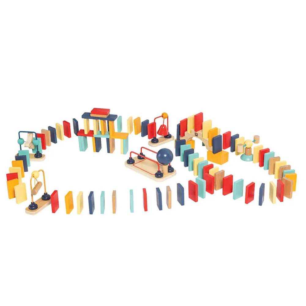 EUREKAKIDS Dominó dinámico de madera para construir circuitos - 107 piezas