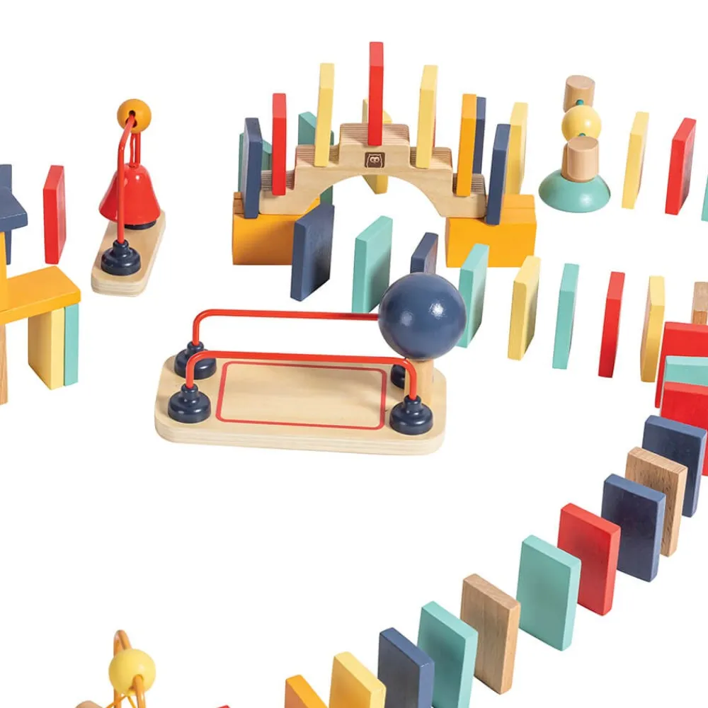 EUREKAKIDS Dominó dinámico de madera para construir circuitos - 107 piezas