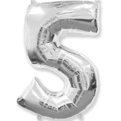 PARTYDECO Globo plata en forma de número 5