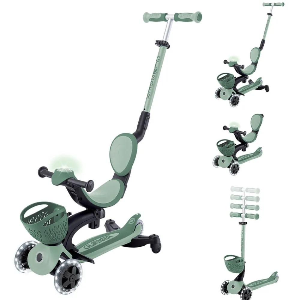 GLOBBER Go Up Baby Lights 360 – Patinete Evolutivo con Luces (Sage/Oliva)