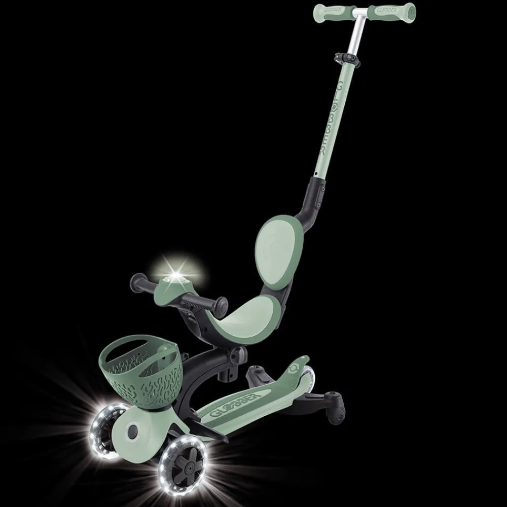 GLOBBER Go Up Baby Lights 360 – Patinete Evolutivo con Luces (Sage/Oliva)