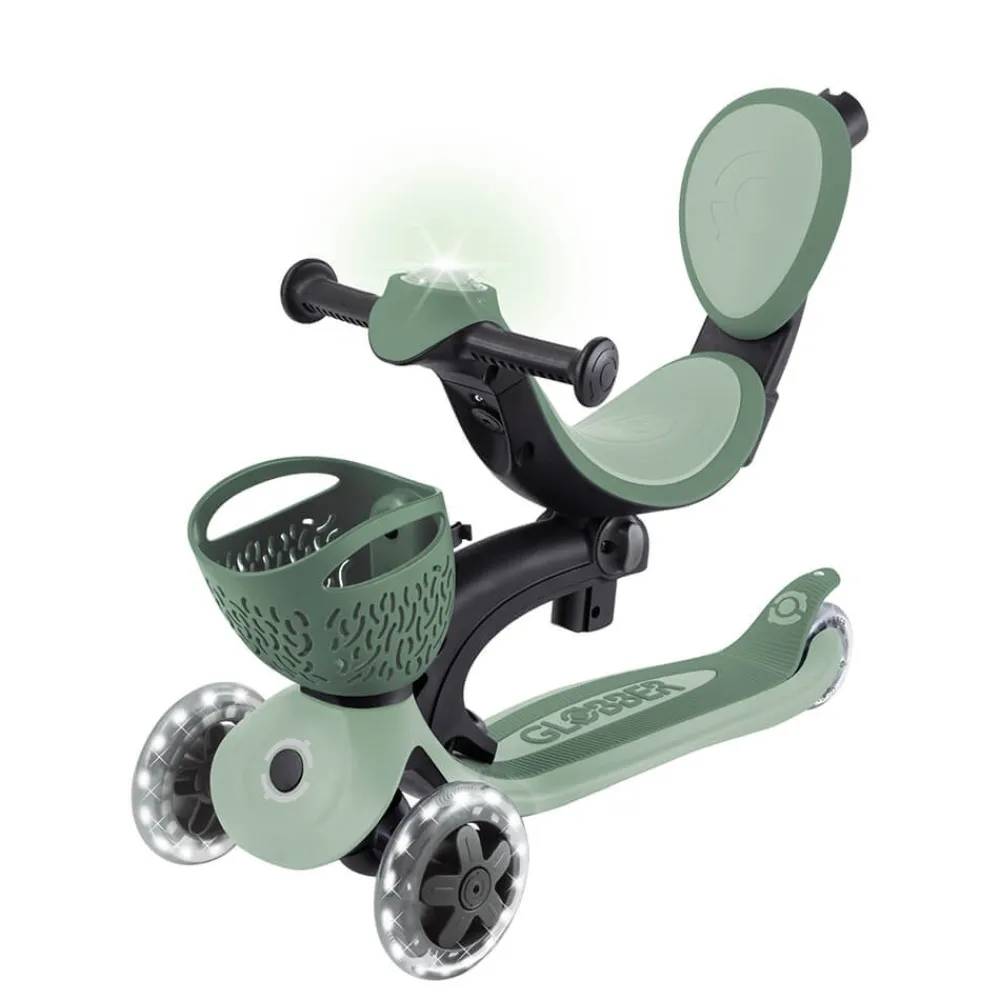 GLOBBER Go Up Baby Lights 360 – Patinete Evolutivo con Luces (Sage/Oliva)