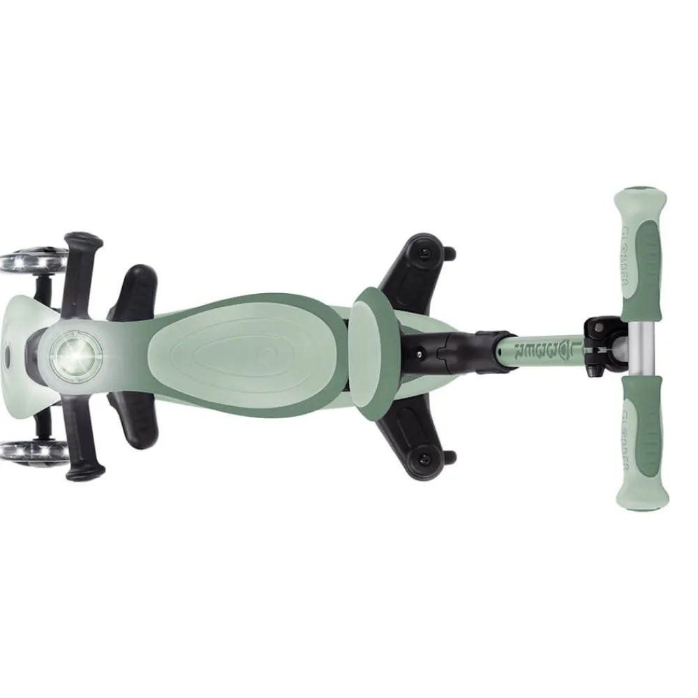 GLOBBER Go Up Baby Lights 360 – Patinete Evolutivo con Luces (Sage/Oliva)