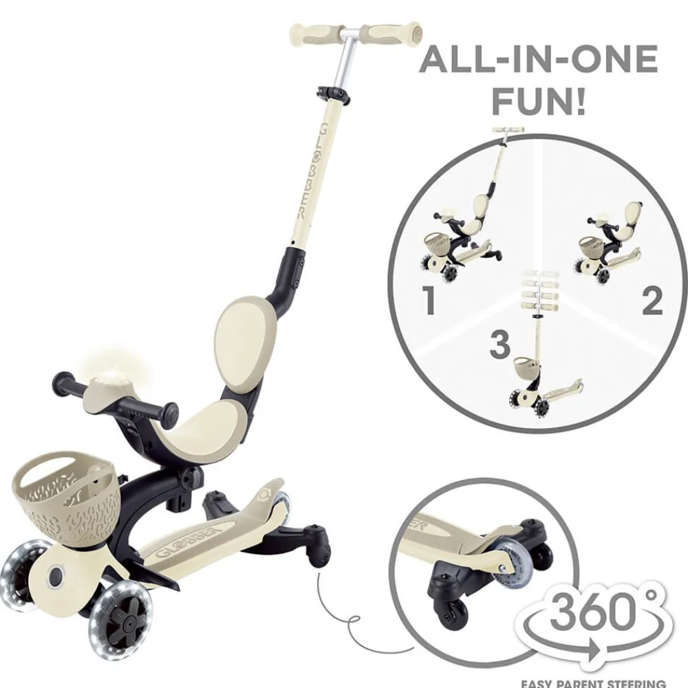 GLOBBER Go Up Baby Lights 360 – Patinete Evolutivo con Luces (Taupe)