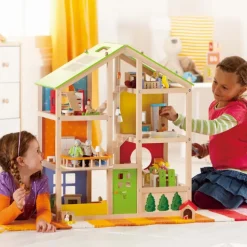 HAPE Gran casa de muñecas de madera con muebles