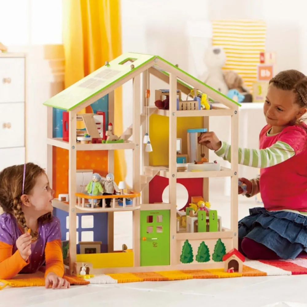 HAPE Gran casa de muñecas de madera con muebles