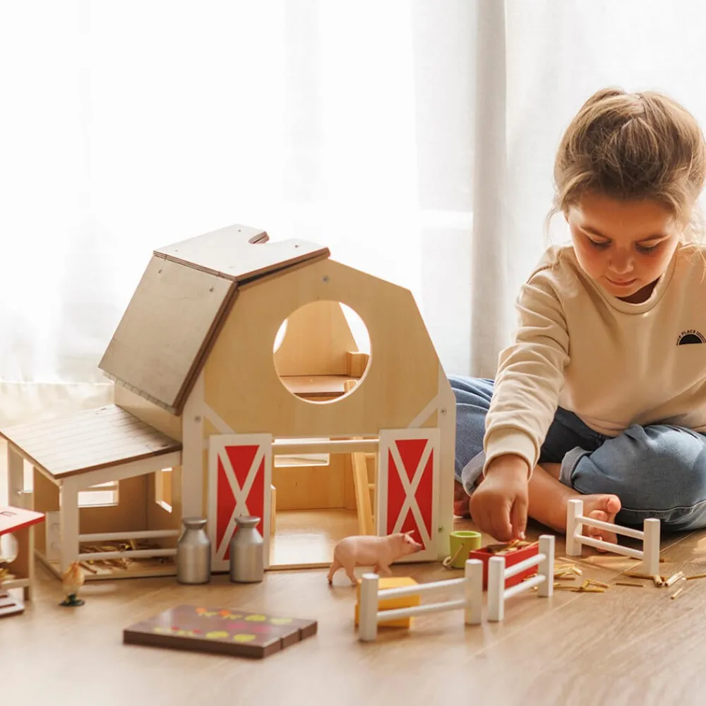 EUREKAKIDS Granja de madera con animales y accesorios - La Granja de Paul