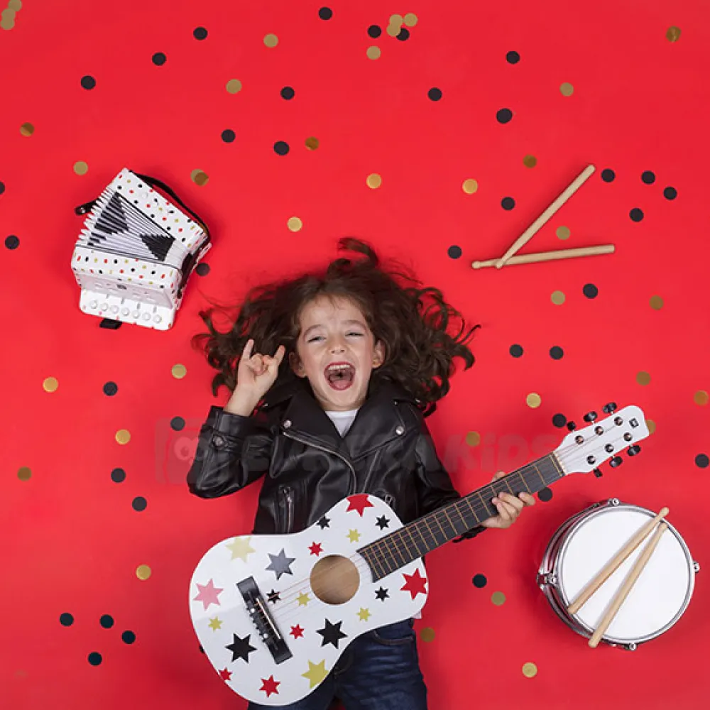 EUREKAKIDS Guitarra estrellas de madera 75cm