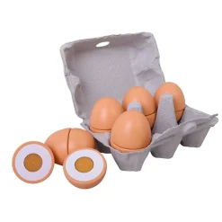 EUREKAKIDS Huevera con 6 huevos de madera