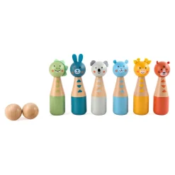 EUREKAKIDS Juego de bolos de madera con 2 bolas