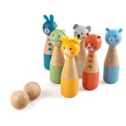 EUREKAKIDS Juego de bolos de madera con 2 bolas